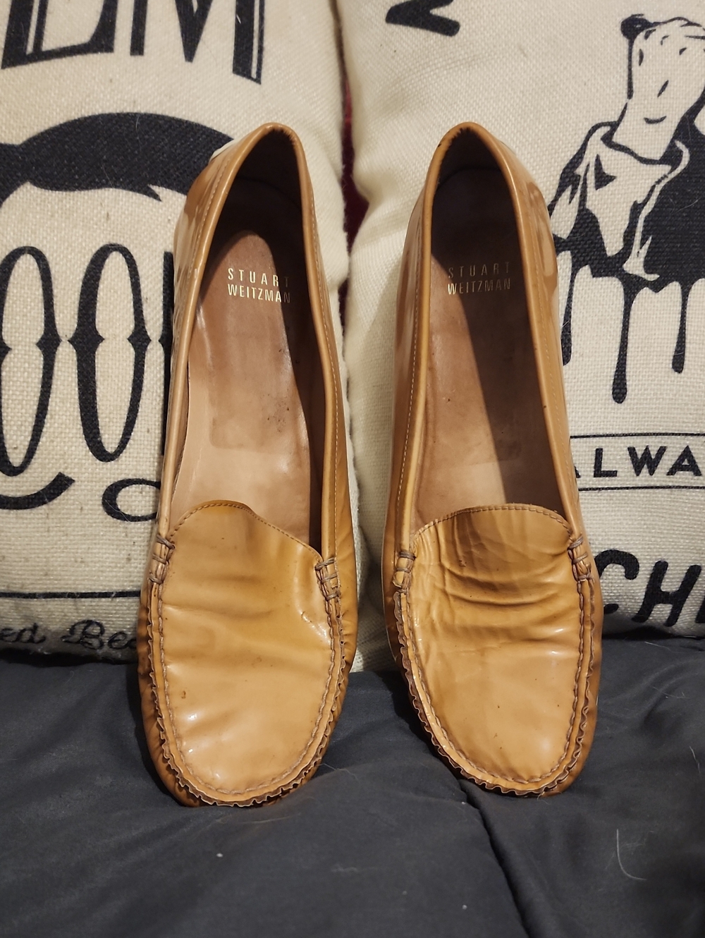 Stuart Weitzman Tan Leather Moccasin Loafers